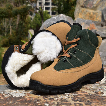 铭汇通冬季加绒加厚羊毛靴男户外保暖防寒靴东北雪地靴劳保棉鞋大头棉