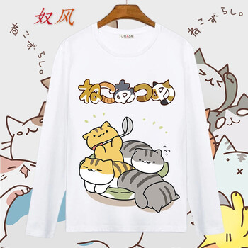 tlxt猫咪后院衣服周边动漫长袖t恤可爱喵咪二次元男女春秋卡通服装03m