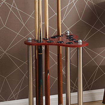 嘉禾嘉美 台球杆架 12孔台球架杆三角木质黑8桌球架杆器放杆架