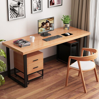 x电脑桌台式北欧简约长条桌小户型写字桌子卧室实木书桌站立办公桌椅