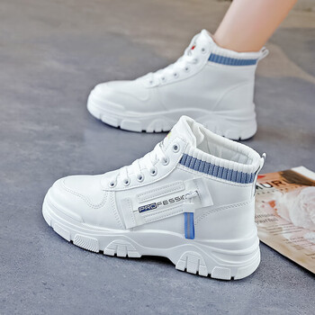 wendong高帮小白鞋秋季新款韩版百搭学生厚底板鞋休闲运动鞋女ph13