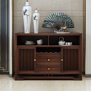 匠艺阁 全实木餐边柜茶水柜新中式乌金木置物柜鞋柜现代简约餐厅储物