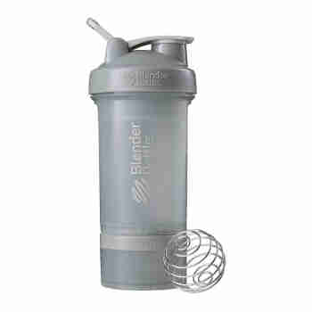 美国Blender Bottle组合摇摇杯PROSTAK 22oz带2容器盒健身代餐摇瓶 塑料杯 PROSTAK 22oz - 灰色