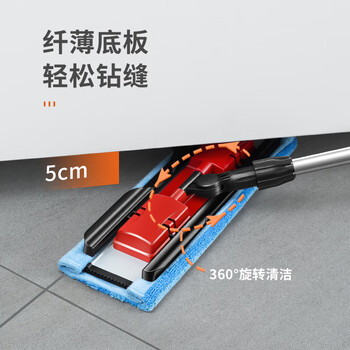 美丽雅夹布式平板拖把32cm伸缩杆142cm2拖布干湿两用一拖净家用拖地神器