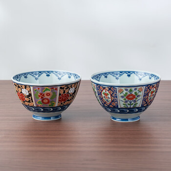 青**【SALE】古伊万里/印判柳下人物文盃/2客/明治時代（小碗