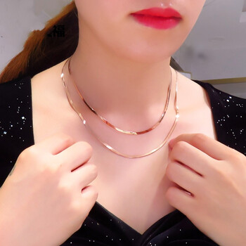 顺妃俄罗斯585紫金14k金密实蛇骨链锁骨链气质宴会卡脖叠戴项链结婚42