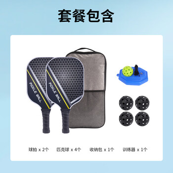 雅望匹克球拍套装玻璃纤维专业训练入门pp蜂窝芯双人拍网格皮克球双拍