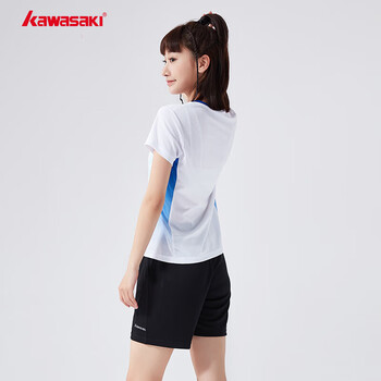 川崎（KAWASAKI）断码清仓专业羽毛球服女款运动短袖T恤速干K2013 白色 L