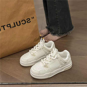 耐克森板鞋女2023秋季新款初中学生厚底增高休闲鞋子粉色奶乎乎运动