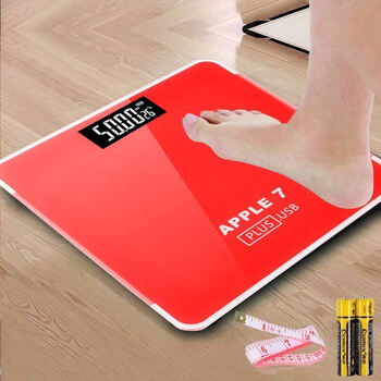 身高体重人体电子秤200斤称重小巧充电式usb新品电池款苹果7中国红