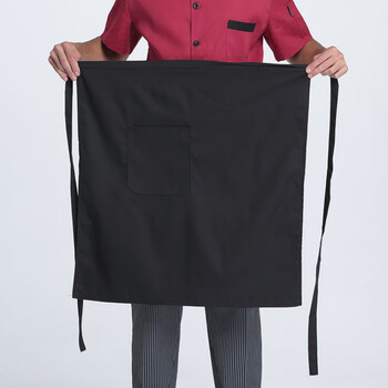 定制厨师半身围裙中餐酒店时尚男女工作餐饮业厨房半截围篼家用全黑色
