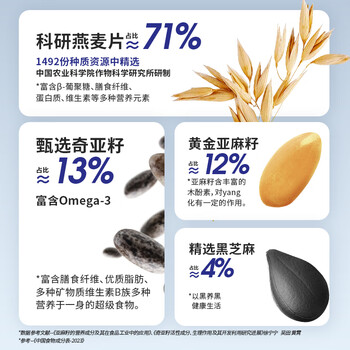 世壮奇亚籽亚麻籽燕麦片300g/袋*3  中国农科院麦片营养早餐冲泡