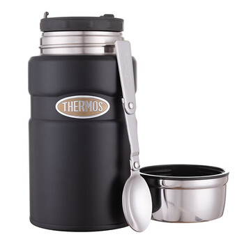 膳魔师（THERMOS）焖烧杯720ml 防滑硅胶底 保温保冷大容量焖烧杯 TCLF-720S哑光黑