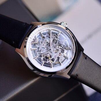 时尚潮流百搭腕表阿玛尼镂空全自动机械男士手表皮带商务腕表 ar60003