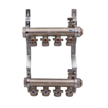 日丰佛山地暖分水器地暖管辐射采暖水暖地热分集水器全铜一体 六路分