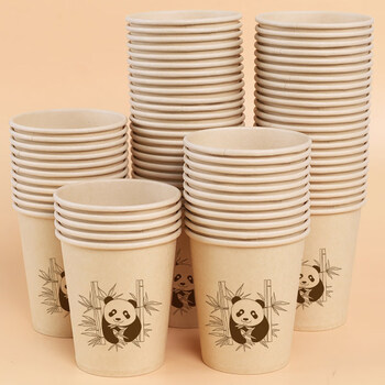 梦庭 一次性杯子【233ml*300只】加厚本色竹纤维家用办公商务接待水杯