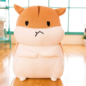 仓鼠睡觉出气筒布娃娃哈士奇猪减压撒气床上睡觉抱枕 米白色(撅嘴)