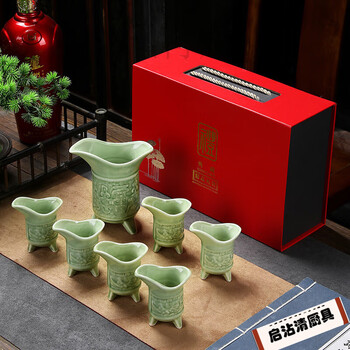 汝瓷绿釉高爵杯 酒器 爵杯 古玩 旧家収蔵 爵 陶芸 古美術品 汝瓷绿釉高