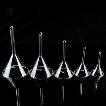 海斯迪克 高硼硅玻璃漏斗 100mm短管三角漏斗加厚标准漏斗实验过滤漏斗 HKQS-156