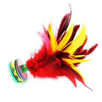 杜威克毽子大号公鸡毛鹅毛羽毛比赛毽球牛筋底儿童毽子红色单只装