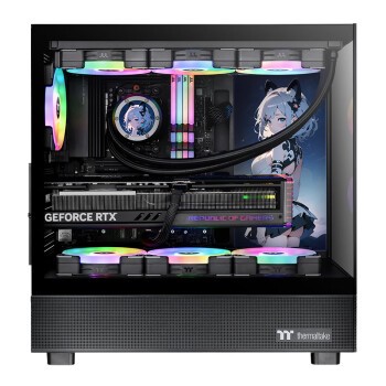 Thermaltake（Tt）钢影 透S 海景房机箱 电脑主机 黑色（ATX主板/支持360水冷/270°全景/9风扇位/4090显卡）