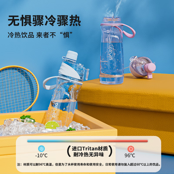 施密特（simita）喷雾运动水杯大容量夏季塑料杯Tritan男女士户外骑行便携饮用水壶