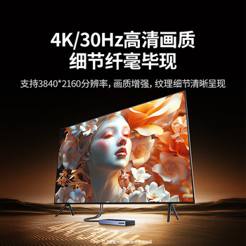 绿联4K高清Type-C无线投屏器HDMI同屏器适用手机平板笔记本电脑接电视投影仪点对点30米传输器35032