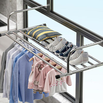 槿瑰阳台晾衣服晒鞋架窗外晾衣架窗户晾晒杆窗台防盗网晒枕头挂架tx可