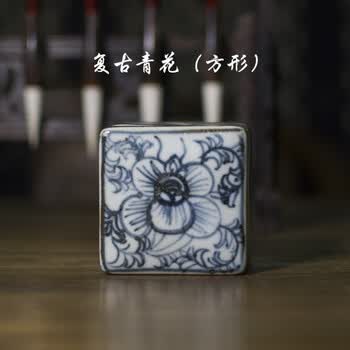手绘青花印泥盒价格报价行情- 京东