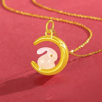 北黎珠宝 小兔子项链女士玉兔吊坠女生肖兔年本命年项链 生日礼物送