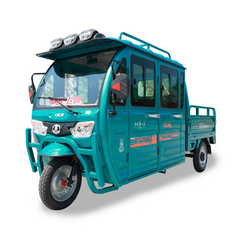 飞鸽半封闭双排座电动三轮车拉货车载重王农用家用油电两用电瓶车标准
