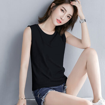 女式砍袖背心白色吊带打底小女内搭外穿短款运动无袖打底衫上衣夏潮