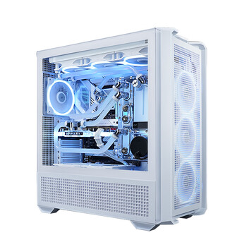 骨伽 乘风MX600 全塔台式玻璃侧透机箱 支持E-ATX主板竖装显卡360水冷/网孔面板 白