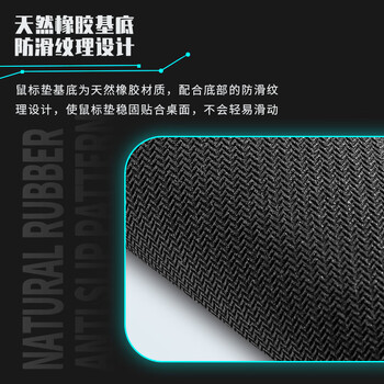 AOC电竞游戏办公鼠标垫中小号 300*250*3mm办公键盘电脑书桌垫M102/93几何蓝黑色