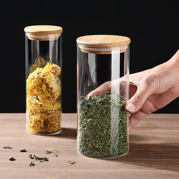 拜杰玻璃茶叶罐密封罐咖啡罐干货储物罐防潮罐干果零食瓶 800ml