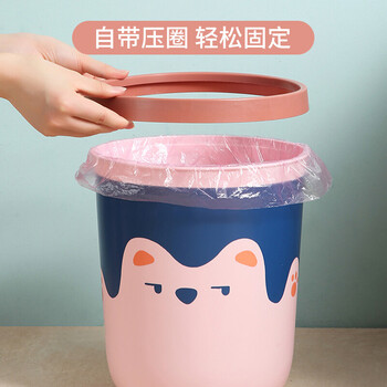 梦庭 创意垃圾桶压圈式10L家用办公室大号卡通款 客厅纸篓大容量 绿色