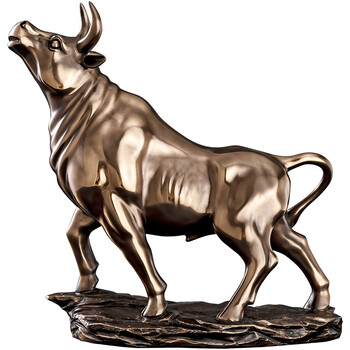 纤雅洁 2021新款 运势如虹财运牛摆件牛气冲天华尔街生肖牛吉祥物办公