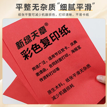 天章 （TANGO）新绿天章A4彩色复印纸 红色打印纸薄卡纸 图文凭证打印纸 儿童手工折剪彩纸 大红色 70g 100张/包
