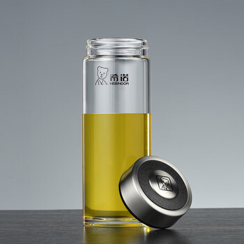 希诺（heenoor）单层玻璃杯530mL大容量家用办公泡茶杯子便携车载水杯XN-6017L