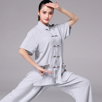太极拳练功服女太极服男 刺绣短袖灰 xs【图片 价格 品牌 报价】-京东