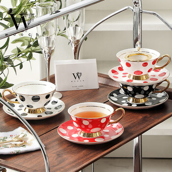 物取（WOOCH）时尚波点咖啡杯礼盒装陶瓷家用杯碟一对新婚乔迁伴手礼送新人