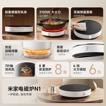 小米电磁炉青春版  火锅炒菜蒸煮煎炸烧水 2100W大功率 可拆卸防滑圈 电磁炉N1/老款青春版（随机发）