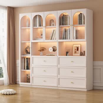 郝客来(haokelai)广东佛山品牌落地实木书柜轻奢一体整墙储物柜客厅可