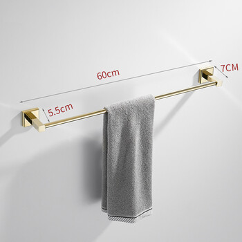 九思睿达轻奢北欧风全铜亮金色毛巾架简欧浴室卫生间置物架毛巾挂杆
