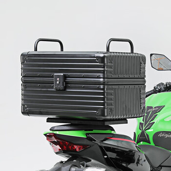 全铝镁合金摩托车尾箱通用男后备箱户外工具箱硬箱子 黑色 18寸