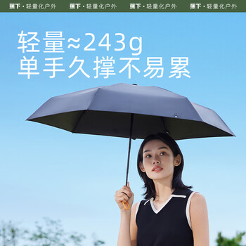 蕉下（beneunder）胶囊系列防紫外线晴雨伞五折黑胶防晒伞 青石黑