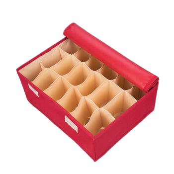 安巢安巢 百纳箱/内衣18格收纳盒红色 AJ277 