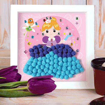 博教（BOJIAO）儿童手工diy毛球画贴钻粘贴画制作材料包女孩玩具创意自制钻石贴画相框幼儿园生日儿童节礼物 公主