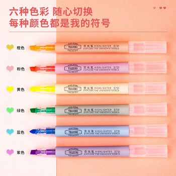得力(deli)S624荧光笔套装彩色记号笔作业标记笔重点标记笔 (单位： 3盒装）（混色6色）