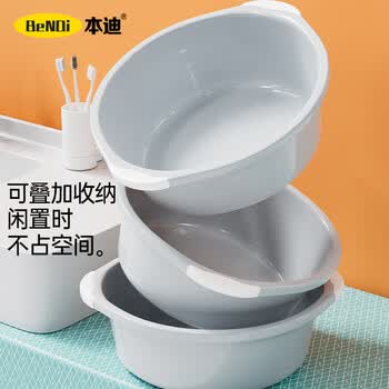 本迪大号加深洗脸盆39cm两只装盆学生宿舍洗衣洗菜盆加厚塑料双耳脸盆